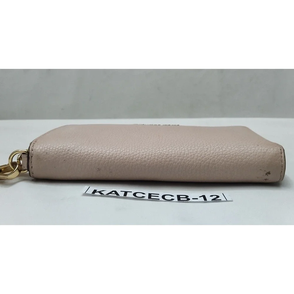 Michael Kors Light Pink Pebbled Leather Zip Around Credit Card ID Window Wallet